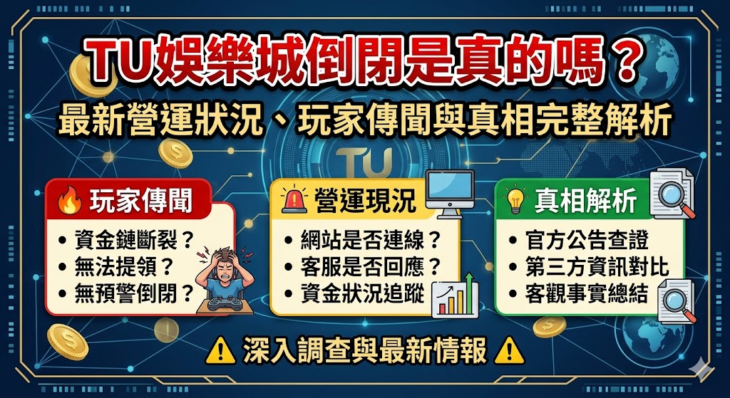 Tu娛樂城倒閉是真的嗎？最新營運狀況、玩家傳聞與真相完整解析